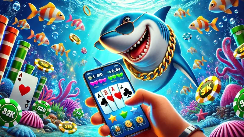 Kontrol permainan tembak ikan pada layar mobile